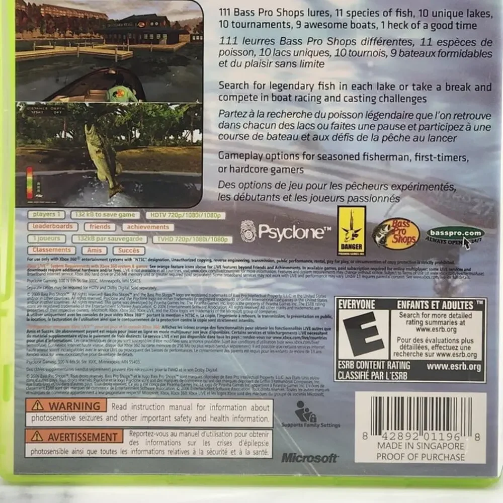 Bass Pro Shops: The Strike (Microsoft XBox 360, 2009) video game Psyclone '09